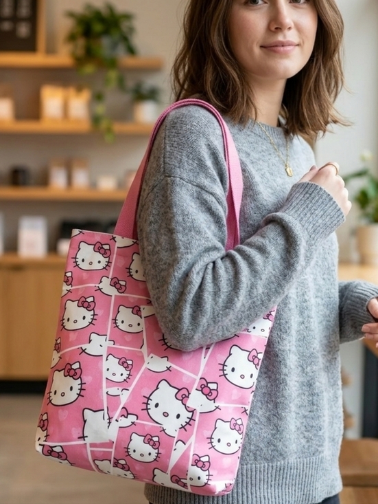 Unbranded Handbags - Pink Printed Canvas Hello Kitty Tote New without Tags 💖